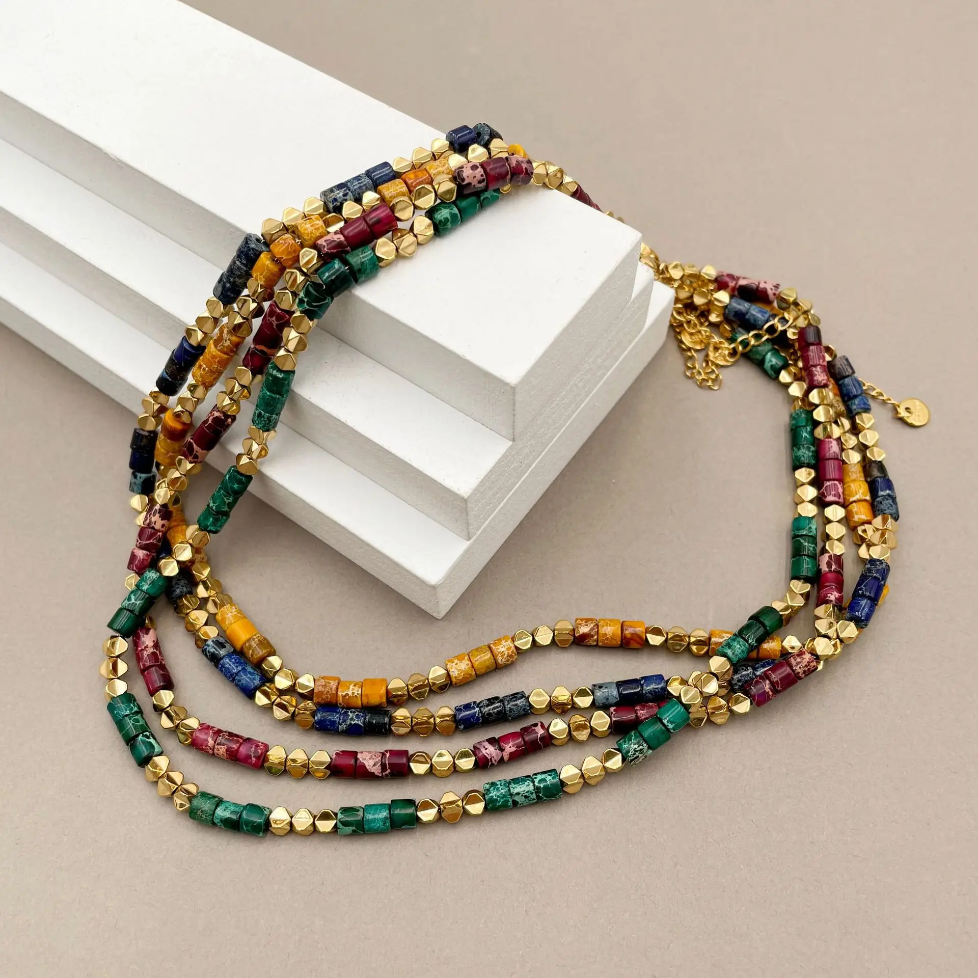 Cute Design Colorful Natural Stone Beads Necklace Simple Design Stainless Steel Clavicle Chain Necklace For Women
Cute Design Colorful Natural Stone Beads Necklace Simple Design Stainless Steel Clavicle Chain Necklace For Women