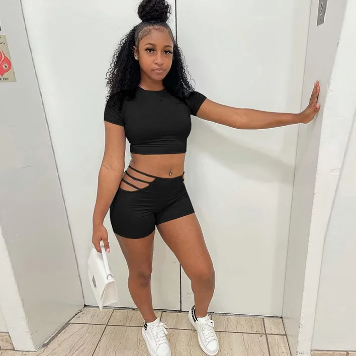 X03337S Women Set Solid Short Sleeve Strap Crop Tops Drawstring Shorts Two 2 Piece Sets Active Tracksuit Summer Outfits, White/pink/black/blue
X03337S Women Set Solid Short Sleeve Strap Crop Tops Drawstring Shorts Two 2 Piece Sets Active Tracksuit Summer Outfits, White/pink/black/blue