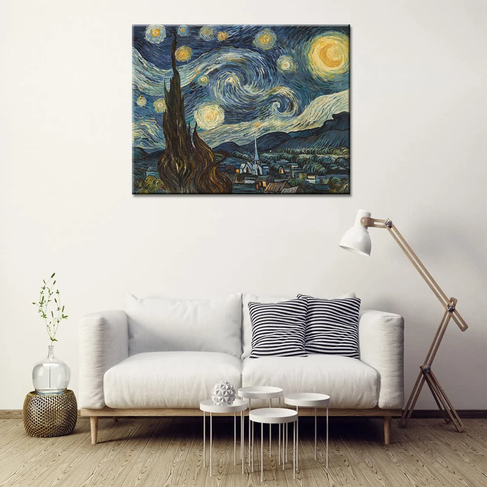 

High Quality Wall Art Van Gogh Starry Night Reproduction Abstract Handmade Oil Painting Office Home Decoration