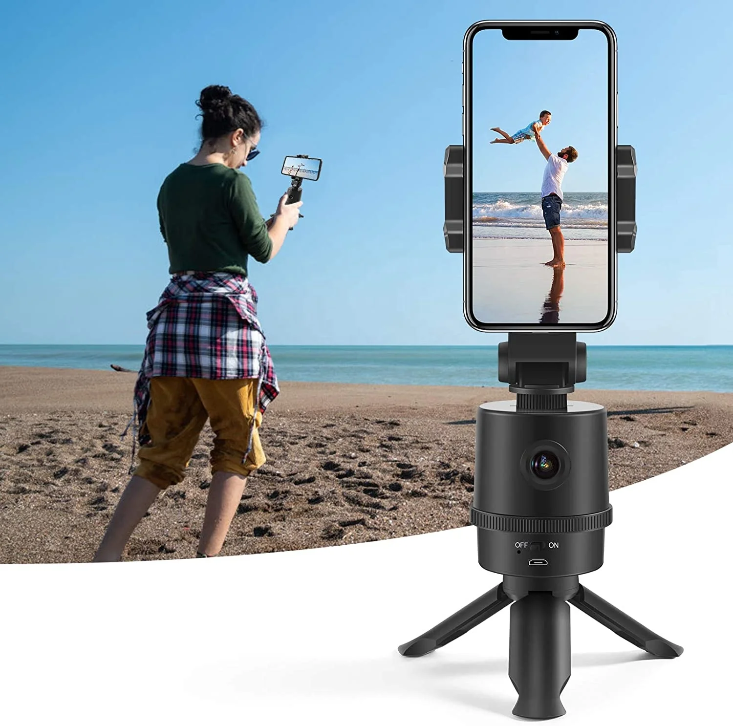 Smart gimbal camera 360 rotation AI body tracking holder object tracking tripod, Black
Smart gimbal camera 360 rotation AI body tracking holder object tracking tripod, Black