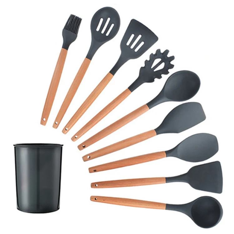 Silicone Kitchen Accessories Set 10 Pieces In 1Set Kitchenware Utensil Sets Cooking Tools Wooden Handle, Customize
Silicone Kitchen Accessories Set 10 Pieces In 1Set Kitchenware Utensil Sets Cooking Tools Wooden Handle, Customize