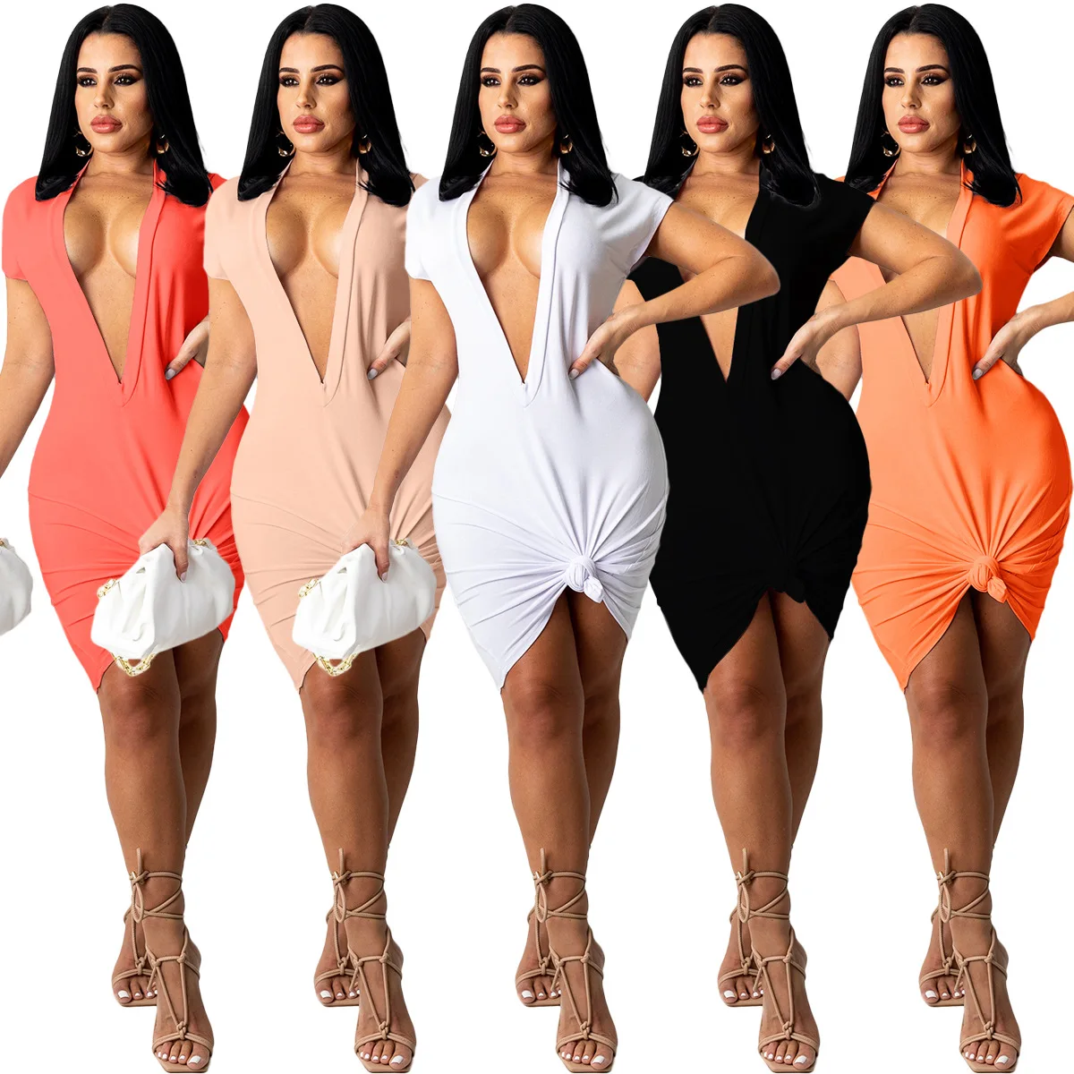 L254 Hot selling v neck plus size bodycon dress short sleeve fashionable woman summer casual dress solid color sexy dress women
L254 Hot selling v neck plus size bodycon dress short sleeve fashionable woman summer casual dress solid color sexy dress women