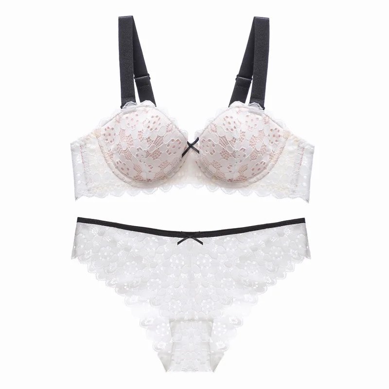French Sexy Lace Thin Cotton Pad Contrast Color Straps Soft Steel Ring Side Gathering Push-Up Bra Set
French Sexy Lace Thin Cotton Pad Contrast Color Straps Soft Steel Ring Side Gathering Push-Up Bra Set