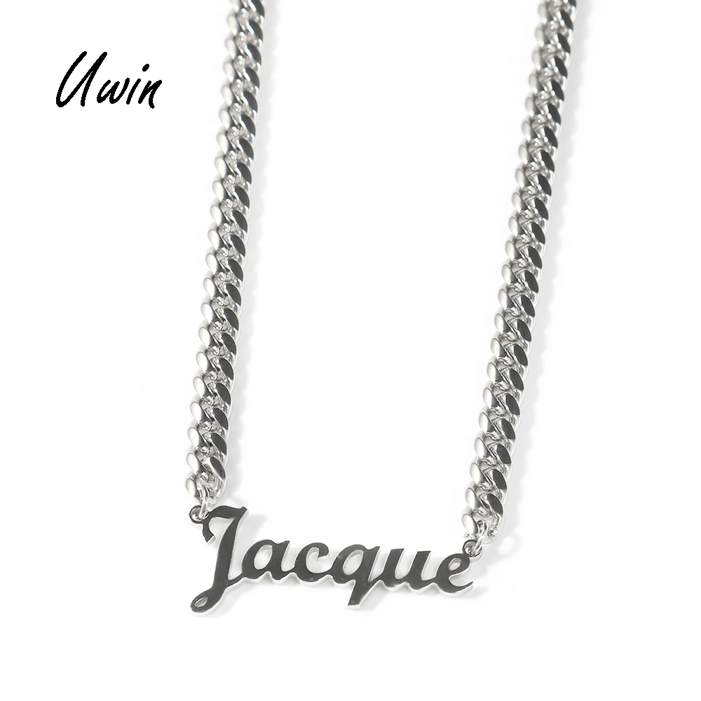 Stainless Steel Personlised Name Plate Necklace Gold Cuban Link Chain Name Necklaces Custom Jewelry, Gold plating, steel color
Stainless Steel Personlised Name Plate Necklace Gold Cuban Link Chain Name Necklaces Custom Jewelry, Gold plating, steel color