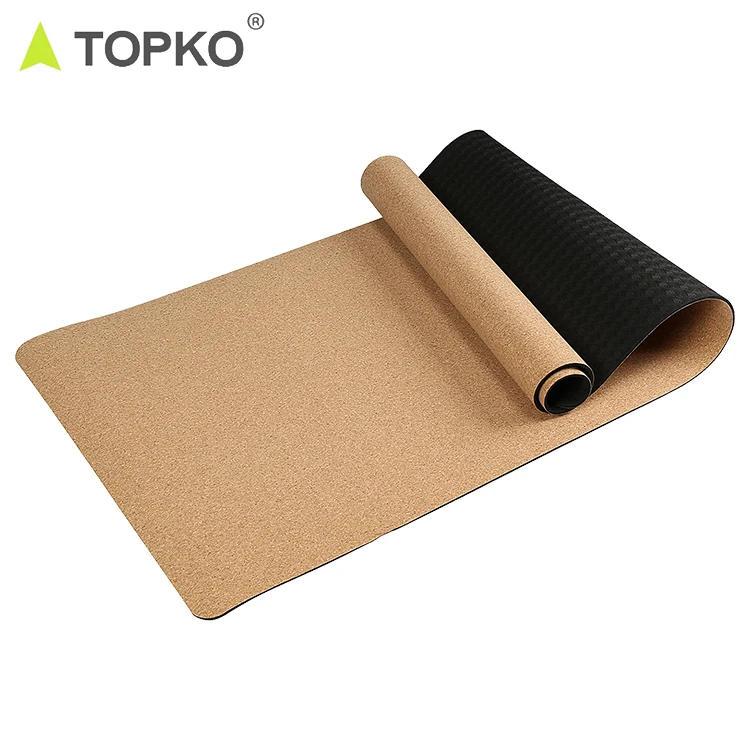 TOPKO high quality gym home fitness equipment private label eco friendly custom logo anti slip natural cork design yoga mat