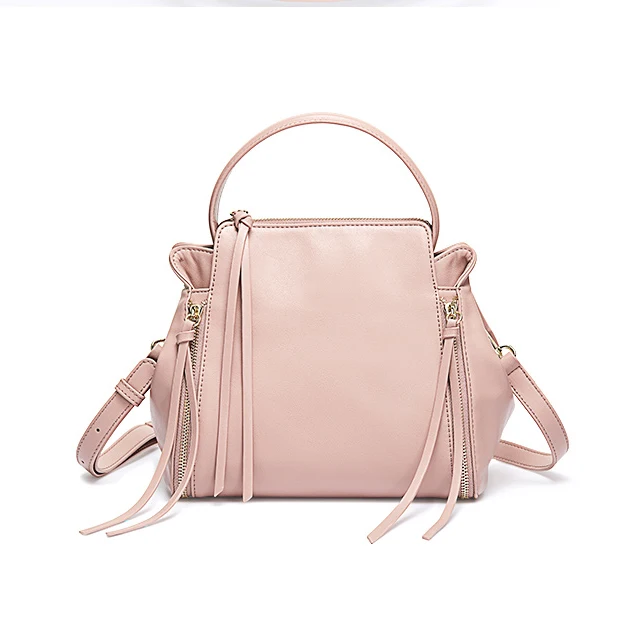Pink PU leather handbag bag patterns free with straps girl handbag
