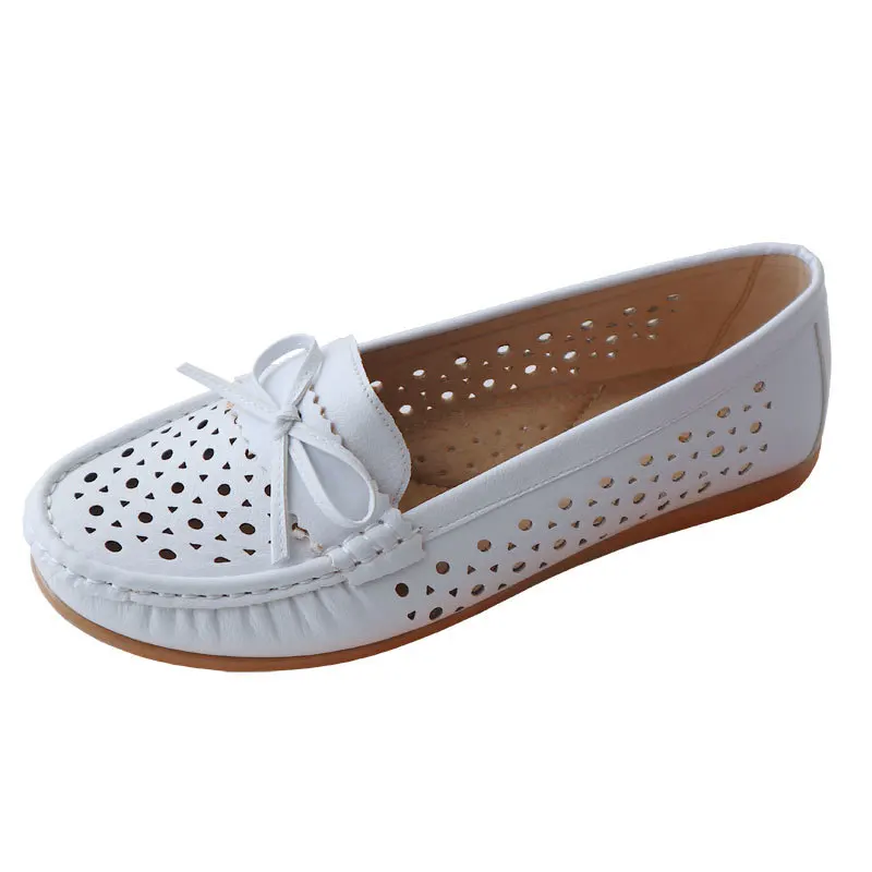 Hot Selling Casual Flat Shoes PU Breathable Bow Hollow Out Rubber Sole White Loafers for Women, As picture
Hot Selling Casual Flat Shoes PU Breathable Bow Hollow Out Rubber Sole White Loafers for Women, As picture