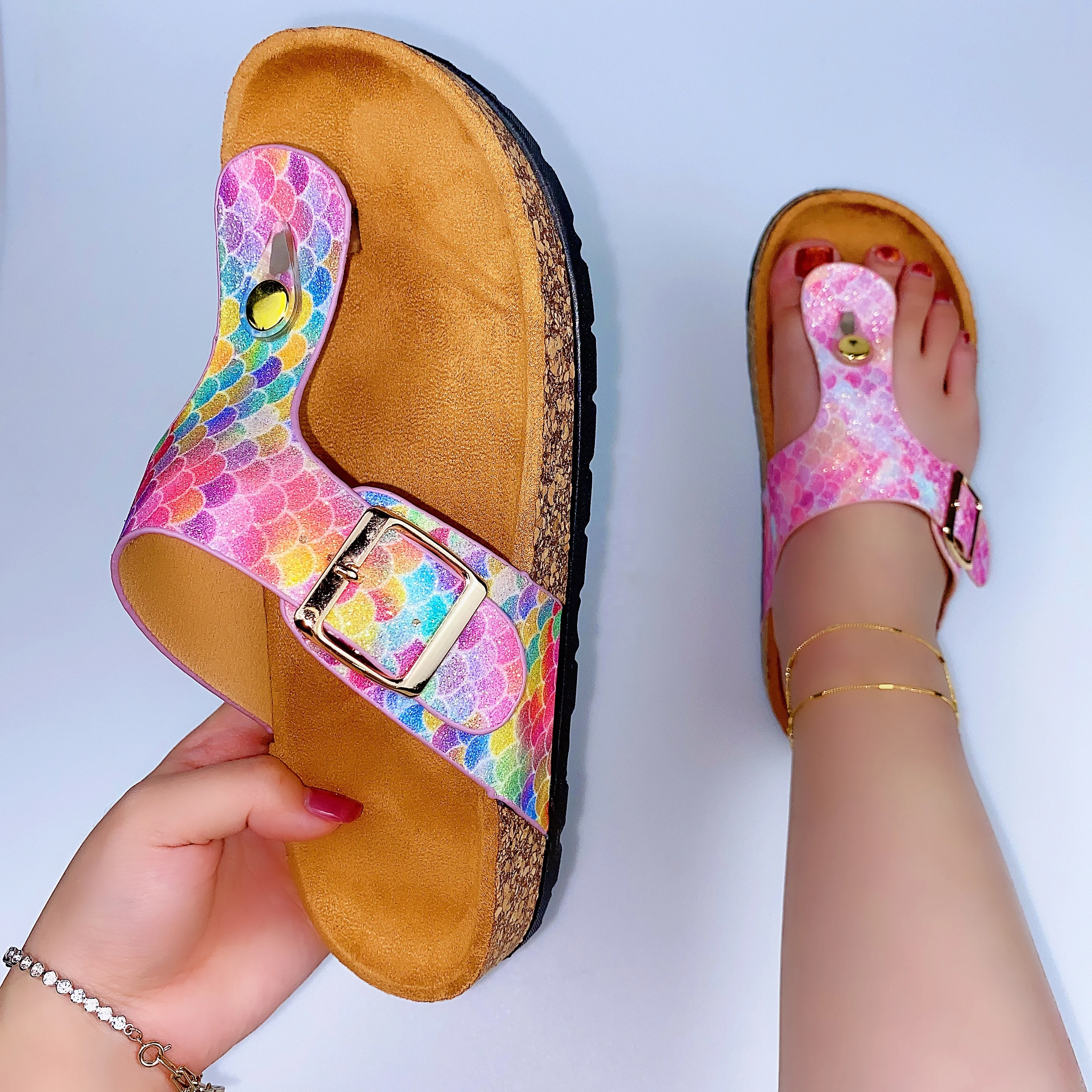New Design Slippers for Women Fashion Colorful Scales Clip Cork Sole Sandals Summer Sandals Slipper Ladies Shoes Slippers Slides
New Design Slippers for Women Fashion Colorful Scales Clip Cork Sole Sandals Summer Sandals Slipper Ladies Shoes Slippers Slides