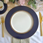 Amazon top seller ceramic dinnerware set blue design charger plates for wedding decoration
