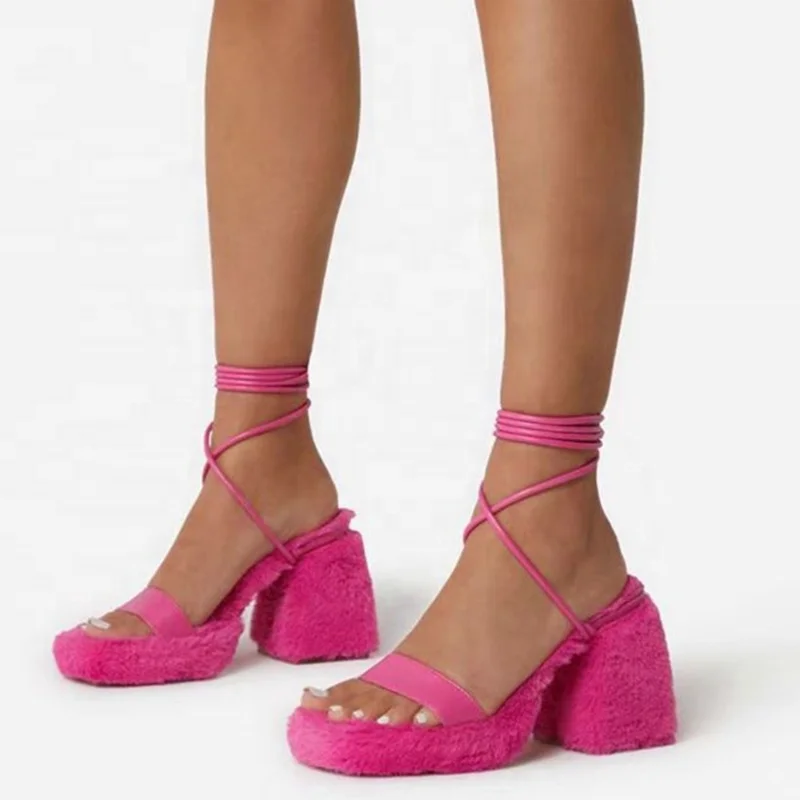 Large Size 47 Summer Low Chunky Heels Women's Fur Sandals Open Toe Sexy Lace Up Party Dress Pumps Daily Wear High Heel Shoes, Pink blue black coffee
Large Size 47 Summer Low Chunky Heels Women's Fur Sandals Open Toe Sexy Lace Up Party Dress Pumps Daily Wear High Heel Shoes, Pink blue black coffee