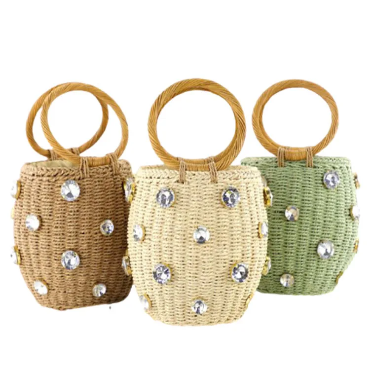 Lady Straw Handbag Handmade Rhinestone Bucket Woven Straw Handbag With Hand Gift Basket Fashion Women Handbag, Natural,pink,
Lady Straw Handbag Handmade Rhinestone Bucket Woven Straw Handbag With Hand Gift Basket Fashion Women Handbag, Natural,pink,