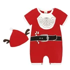 New year gift set baby romper clothes newborn clothes red jumpsuit santa claus costume for kids