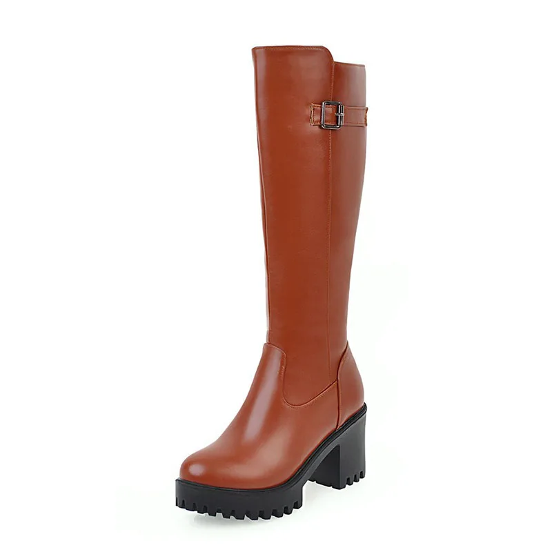 Women's Winter Black Leather Women's Platform Long Shaft Boots Round Toe Black Thick Thigh High Boots, Black/white/brown
Women's Winter Black Leather Women's Platform Long Shaft Boots Round Toe Black Thick Thigh High Boots, Black/white/brown