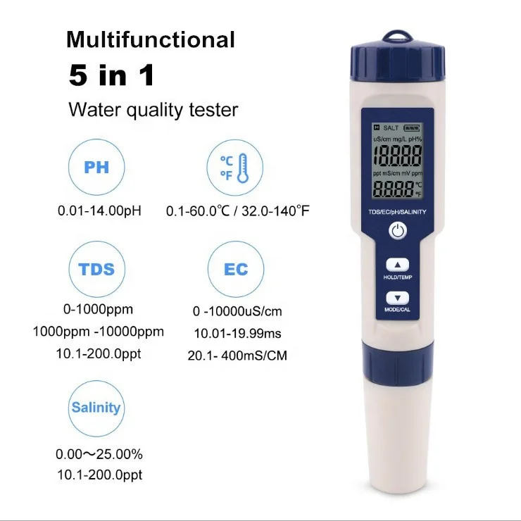 Digital Salt Meter Waterproof Pocket Pen-Type Salinity Tester Measure Water Quality Meters Monitor
Digital Salt Meter Waterproof Pocket Pen-Type Salinity Tester Measure Water Quality Meters Monitor