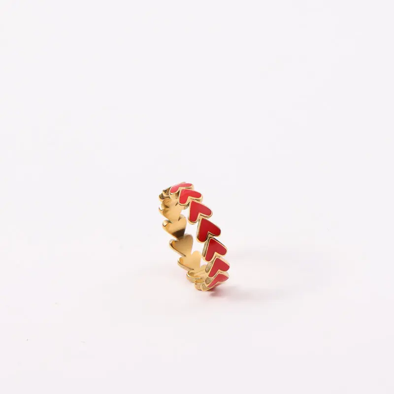 High End 18K Plain Gold Red Enamel Heart To Heart Rings Stainless Steel Trendy Simple Gold Plated Jewelry
High End 18K Plain Gold Red Enamel Heart To Heart Rings Stainless Steel Trendy Simple Gold Plated Jewelry