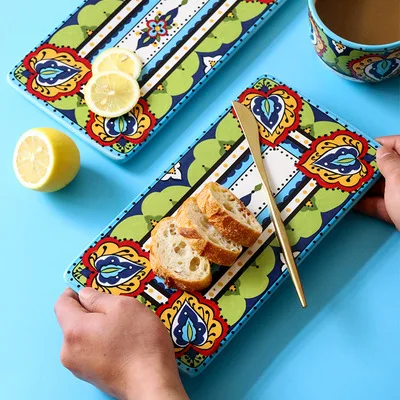 Creative Rectangular Bread Plate Tray Cheese Meat Fruit Cutting Board Supplier Classic Hand Painted Ceramic Tableware
Creative Rectangular Bread Plate Tray Cheese Meat Fruit Cutting Board Supplier Classic Hand Painted Ceramic Tableware