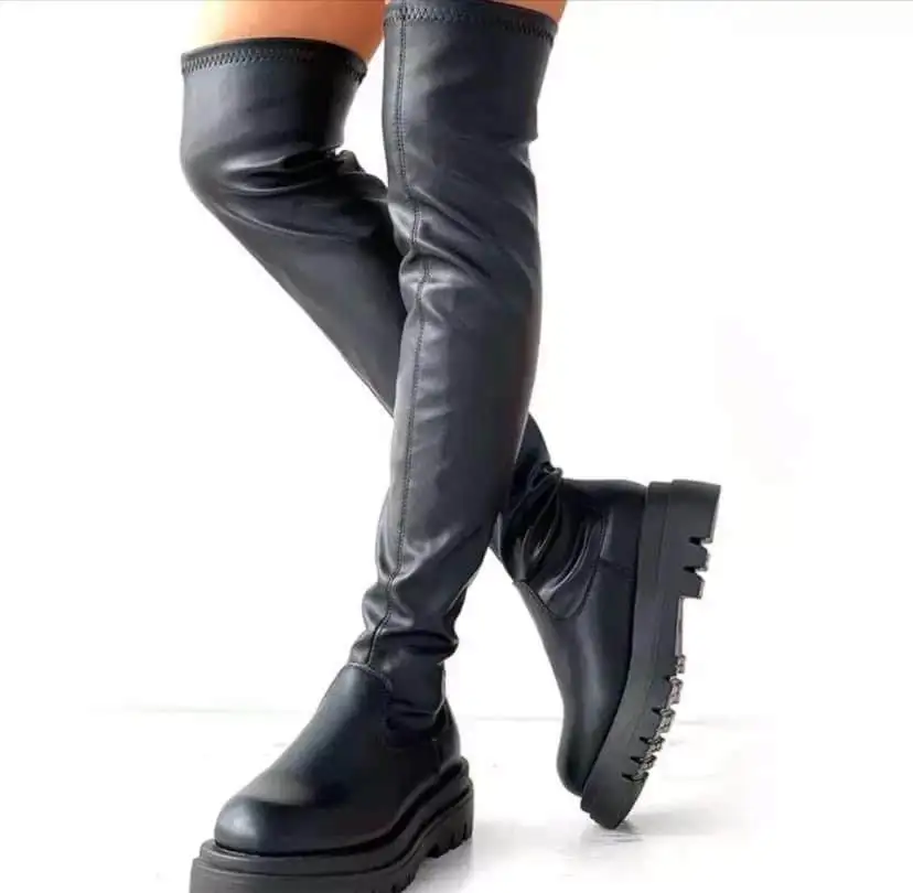Round Black Over Knee Pu Leather Winter Boots For Women Thigh High Boots For Ladies, Customized color
Round Black Over Knee Pu Leather Winter Boots For Women Thigh High Boots For Ladies, Customized color