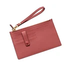 Simple Multifunction long thin leather zipper wallet for women