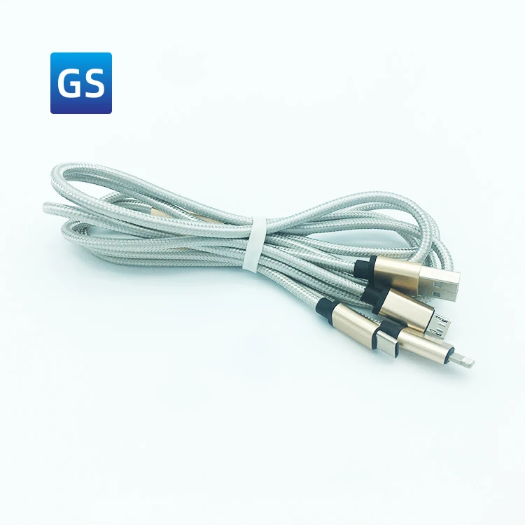 Best Hot Selling 120cm 3 In 1 Nylon 3A USB Mobile Phone Fast Charging Data Line For Iso/Android, Gold, black, red/customized
Best Hot Selling 120cm 3 In 1 Nylon 3A USB Mobile Phone Fast Charging Data Line For Iso/Android, Gold, black, red/customized