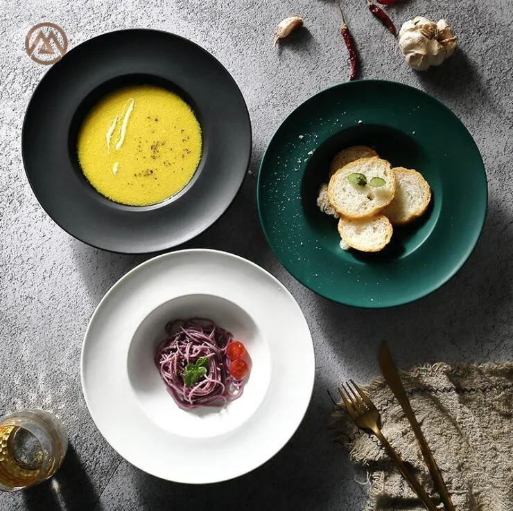 Wholesale Simple Ceramic Round Soup Plate Porcelain Pasta Dish Plate Restaurant Green Grey White, White black green
Wholesale Simple Ceramic Round Soup Plate Porcelain Pasta Dish Plate Restaurant Green Grey White, White black green