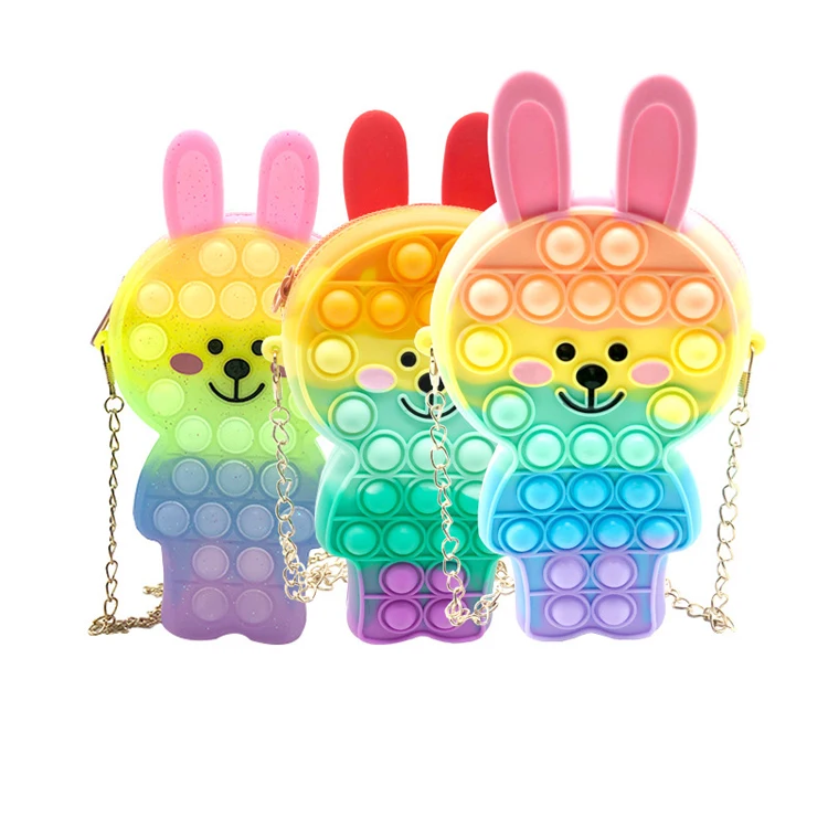 Luxury designer fidget purse push bubble bunny silicone bag children traveling bags coin purses, As per picture
Luxury designer fidget purse push bubble bunny silicone bag children traveling bags coin purses, As per picture