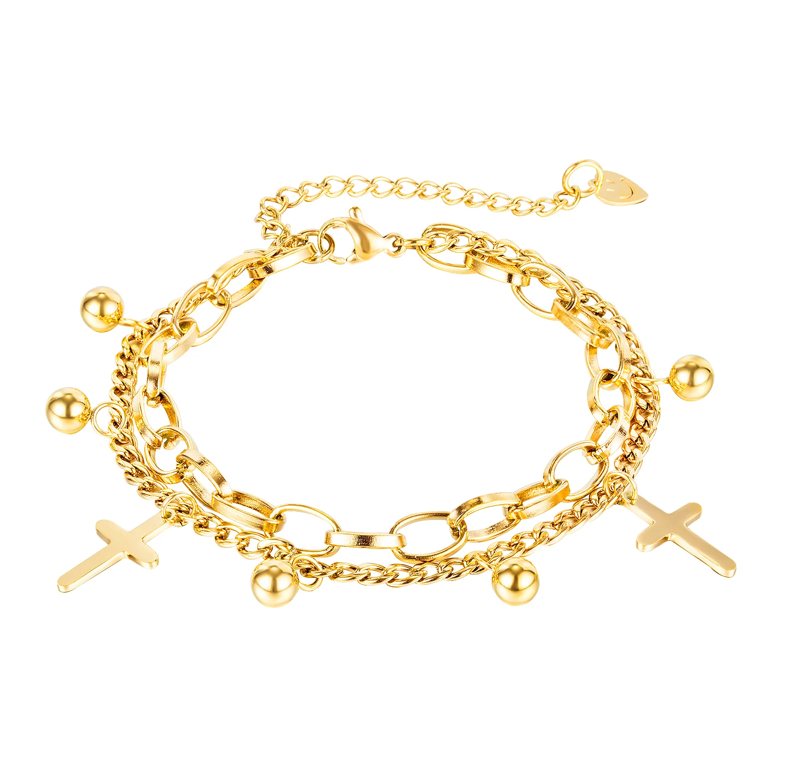 2021 Fashion Christian Jewelry Double Chain Link Stainless Steel Cross Pendant Bracelets for Women Wedding Accessories, Silver, gold, rose gold
2021 Fashion Christian Jewelry Double Chain Link Stainless Steel Cross Pendant Bracelets for Women Wedding Accessories, Silver, gold, rose gold