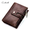 contact's wholesale crazy horse leather sd/phone/id/bank/credit card holder vintage bifold men's wallet leather with zip pocket