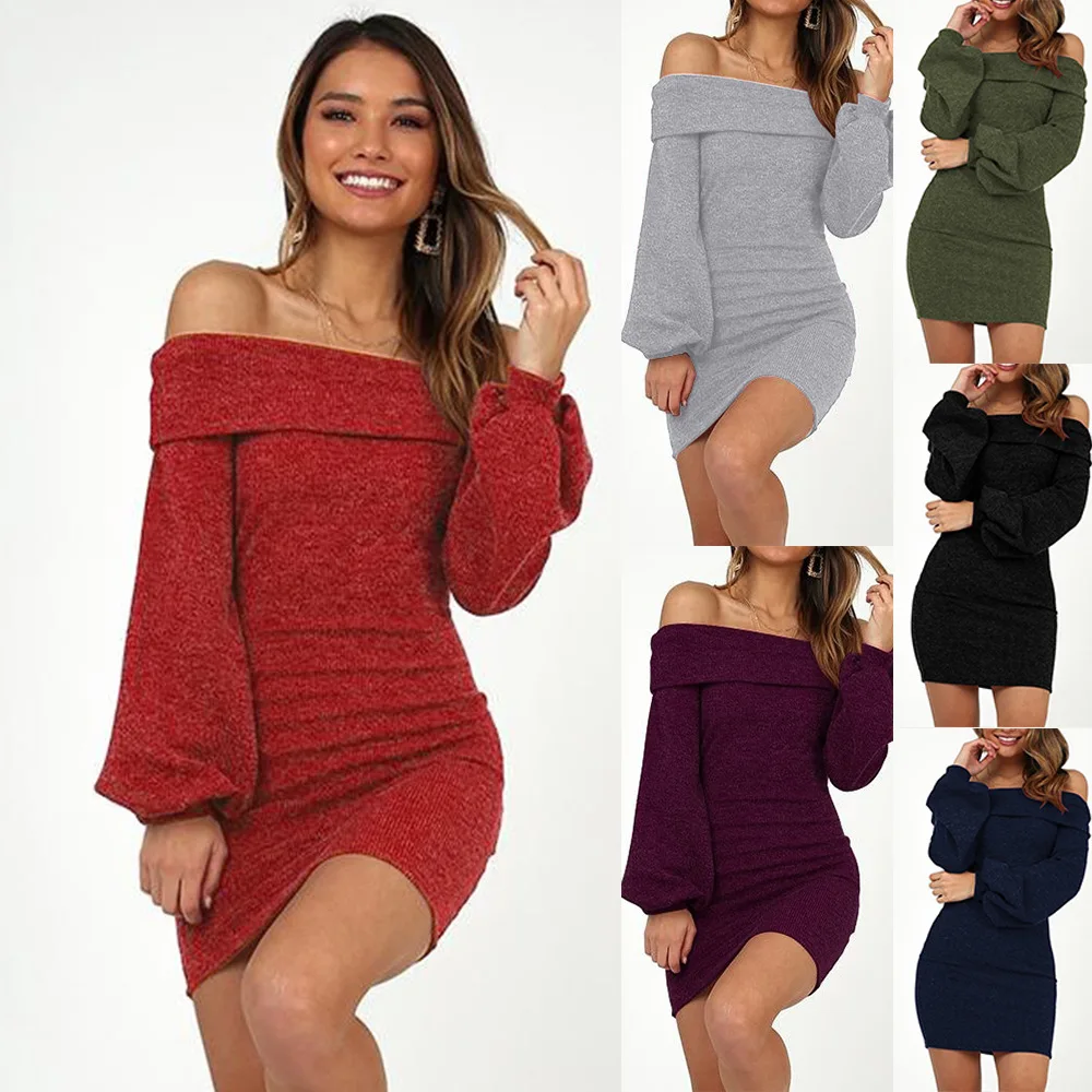 Fashion Women One-line collar long sleeve slim hip party dress ladies off shoulder bodycon sweater skirt
Fashion Women One-line collar long sleeve slim hip party dress ladies off shoulder bodycon sweater skirt
