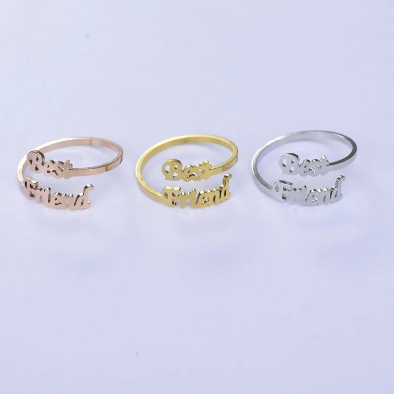 Custom Name 18K Gold Plated Adjustable Letter Best Friend Steel Ring Good Friend Gift Stainless Steel Best Friend Open Rings
Custom Name 18K Gold Plated Adjustable Letter Best Friend Steel Ring Good Friend Gift Stainless Steel Best Friend Open Rings