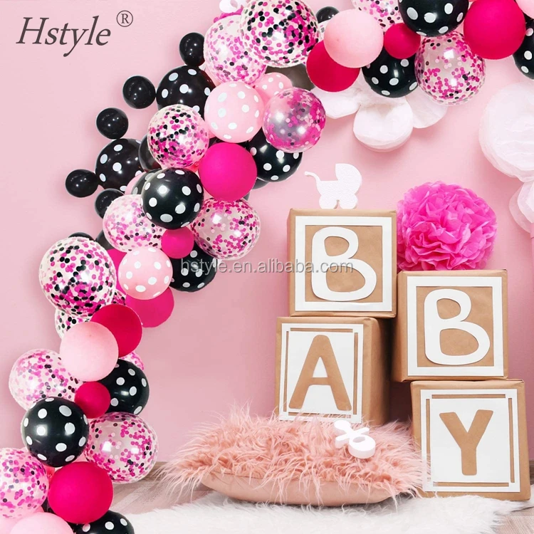 baby shower cute mouse balloon garland arch kit black red white