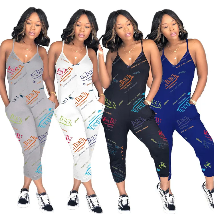 2021 fashion Summer Spring Women's Wear V Neck Spaghetti Strap Sleeveless Letter Printed Romper Jumpsuit
2021 fashion Summer Spring Women's Wear V Neck Spaghetti Strap Sleeveless Letter Printed Romper Jumpsuit