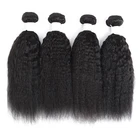 Kinky Straight Hair Bundles 100% Remy Human Hair Extension Peruvian Hair Bundles Natural Color Machine Double Weft