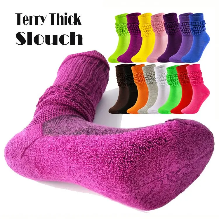Slouch Scrunchy Socks for Women Colorful Long Loose Stacked Chunky Cotton Ladies Girls Casual Knee High Boot Sock, Blue/grey/purple/orange/dark gray
Slouch Scrunchy Socks for Women Colorful Long Loose Stacked Chunky Cotton Ladies Girls Casual Knee High Boot Sock, Blue/grey/purple/orange/dark gray
