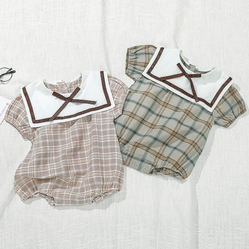Summer Plaid Newborn Korean Style Plain Jumpsuit Rompers Clothes Set Clothing For Baby Girls Unisex, As picture
Summer Plaid Newborn Korean Style Plain Jumpsuit Rompers Clothes Set Clothing For Baby Girls Unisex, As picture