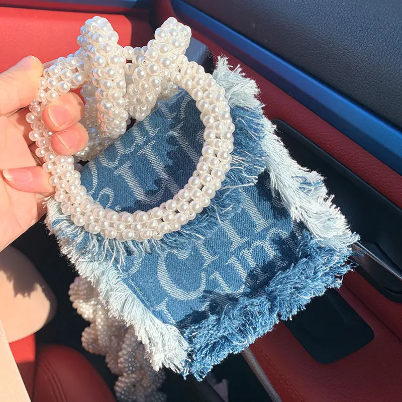 shoulder bags 2020 ladies women handbags Pearl handmade beaded chain bag denim mini lady shoulder handbag wholesale, Customizable
shoulder bags 2020 ladies women handbags Pearl handmade beaded chain bag denim mini lady shoulder handbag wholesale, Customizable