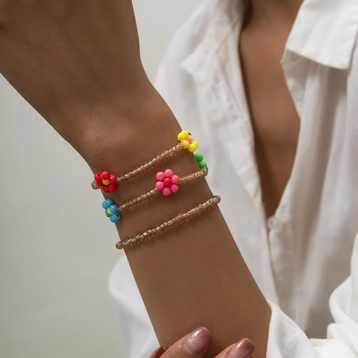 Bohemian 3pcs/set Flower Bead Decor Armband Cute Adjustable Charm Jewelry For Women Beaded Bracelet, Picture shows
Bohemian 3pcs/set Flower Bead Decor Armband Cute Adjustable Charm Jewelry For Women Beaded Bracelet, Picture shows