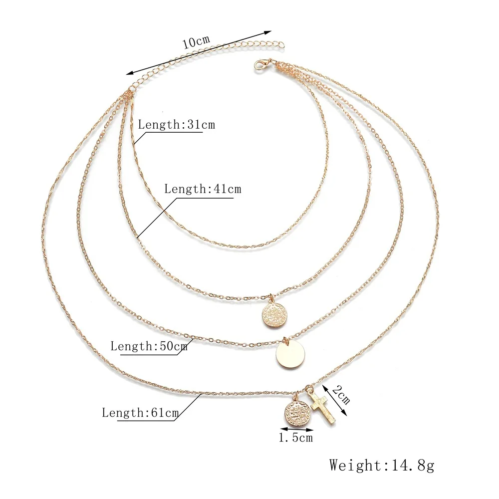 Personalized creative round retro cross necklace simple multi-layer necklace clavicle chain
Personalized creative round retro cross necklace simple multi-layer necklace clavicle chain