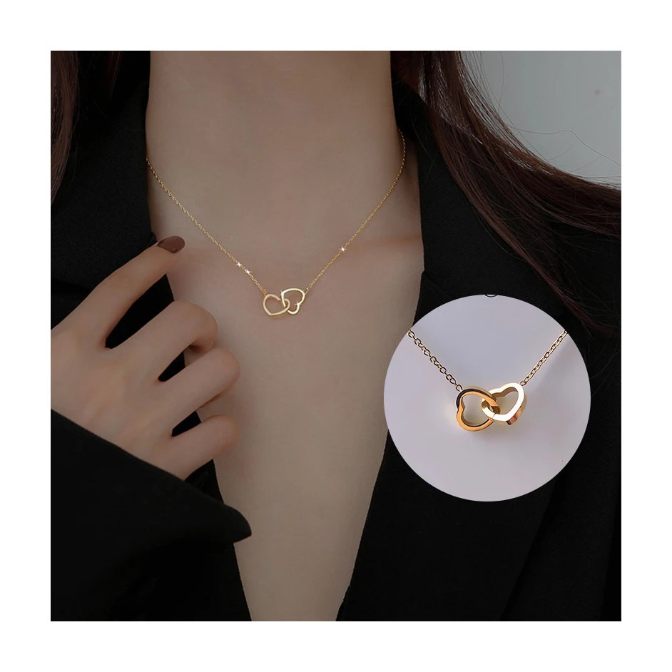 ERESI Engagement Jewelry Double Heart Necklace For Women Girls Clavicle Chain Interlocking Hollow Heart Pendant Necklace
ERESI Engagement Jewelry Double Heart Necklace For Women Girls Clavicle Chain Interlocking Hollow Heart Pendant Necklace