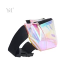 Makeup bags manufacturer tpu material cosmetic bag holographic with belt for sale