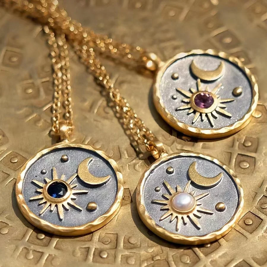 12 Crystal Month Stone Tarnish Free Round Shape Stainless Steel 18k Gold Plated Moon Sun Sky Pendant Necklace
12 Crystal Month Stone Tarnish Free Round Shape Stainless Steel 18k Gold Plated Moon Sun Sky Pendant Necklace