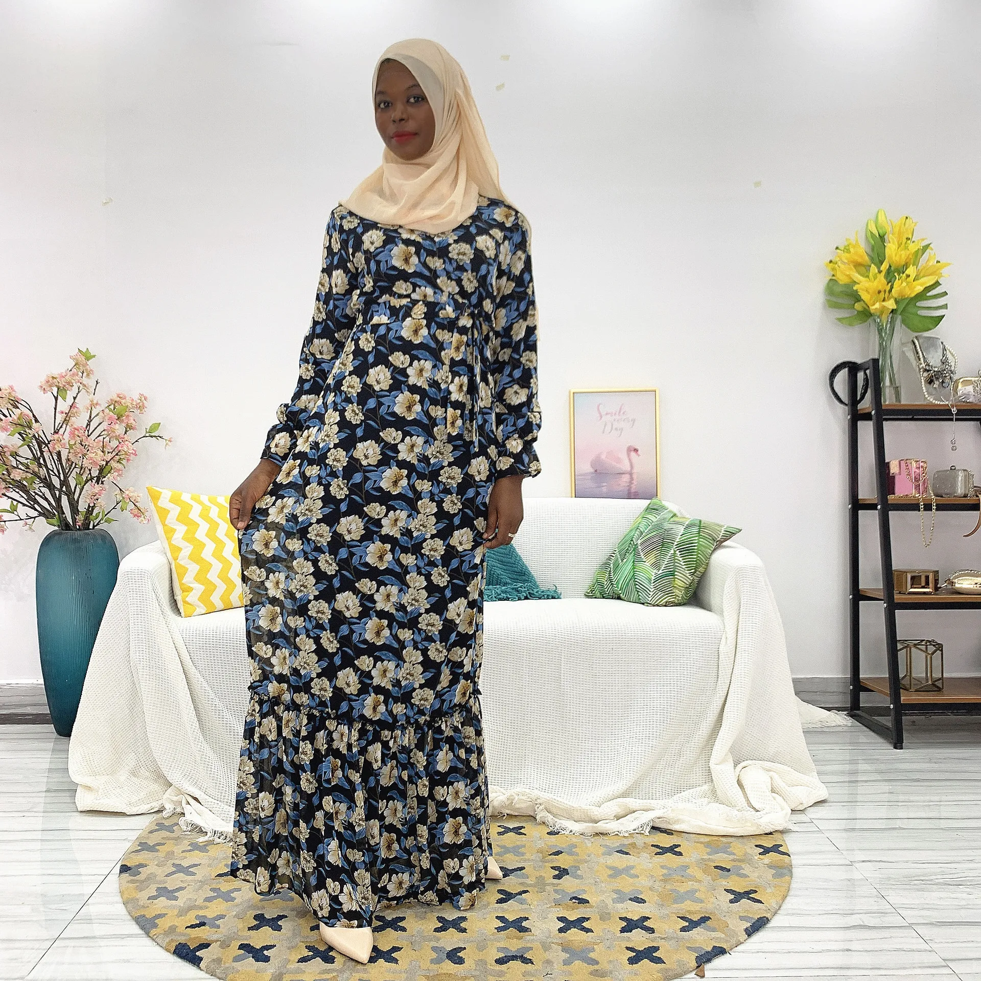 GH-LR382 Flared Sleeves Flower Print Dubai Abaya Islamic Clothing Muslim Dress For Women
GH-LR382 Flared Sleeves Flower Print Dubai Abaya Islamic Clothing Muslim Dress For Women