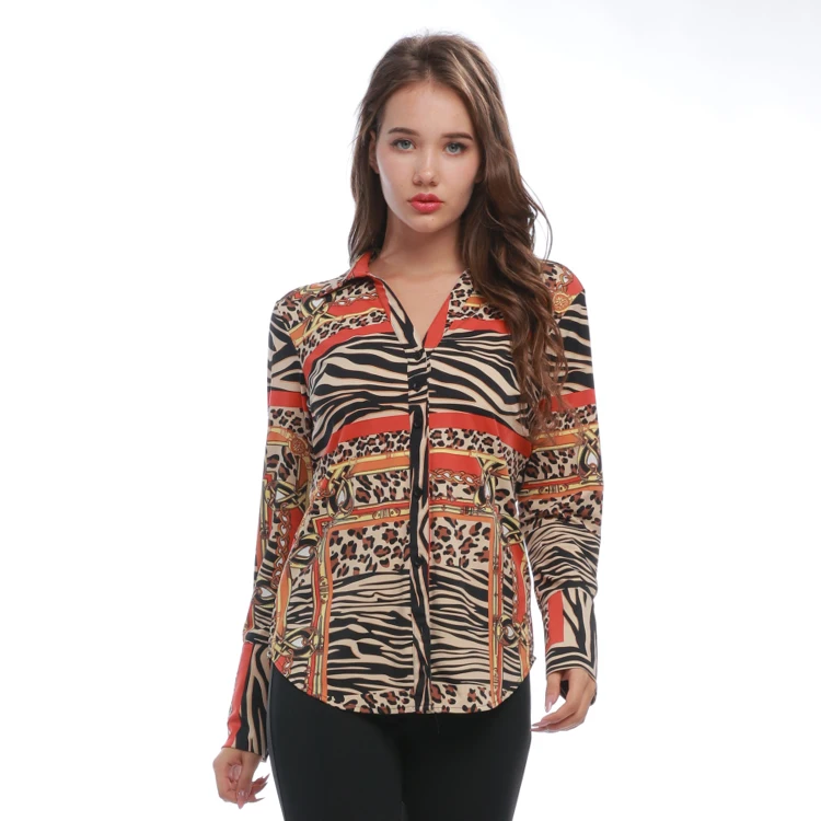 Ladies' Knit Long Sleeve Color Block Button Down V Neck Collared Leopard Spliced Women Shirt Blouse Top
Ladies' Knit Long Sleeve Color Block Button Down V Neck Collared Leopard Spliced Women Shirt Blouse Top