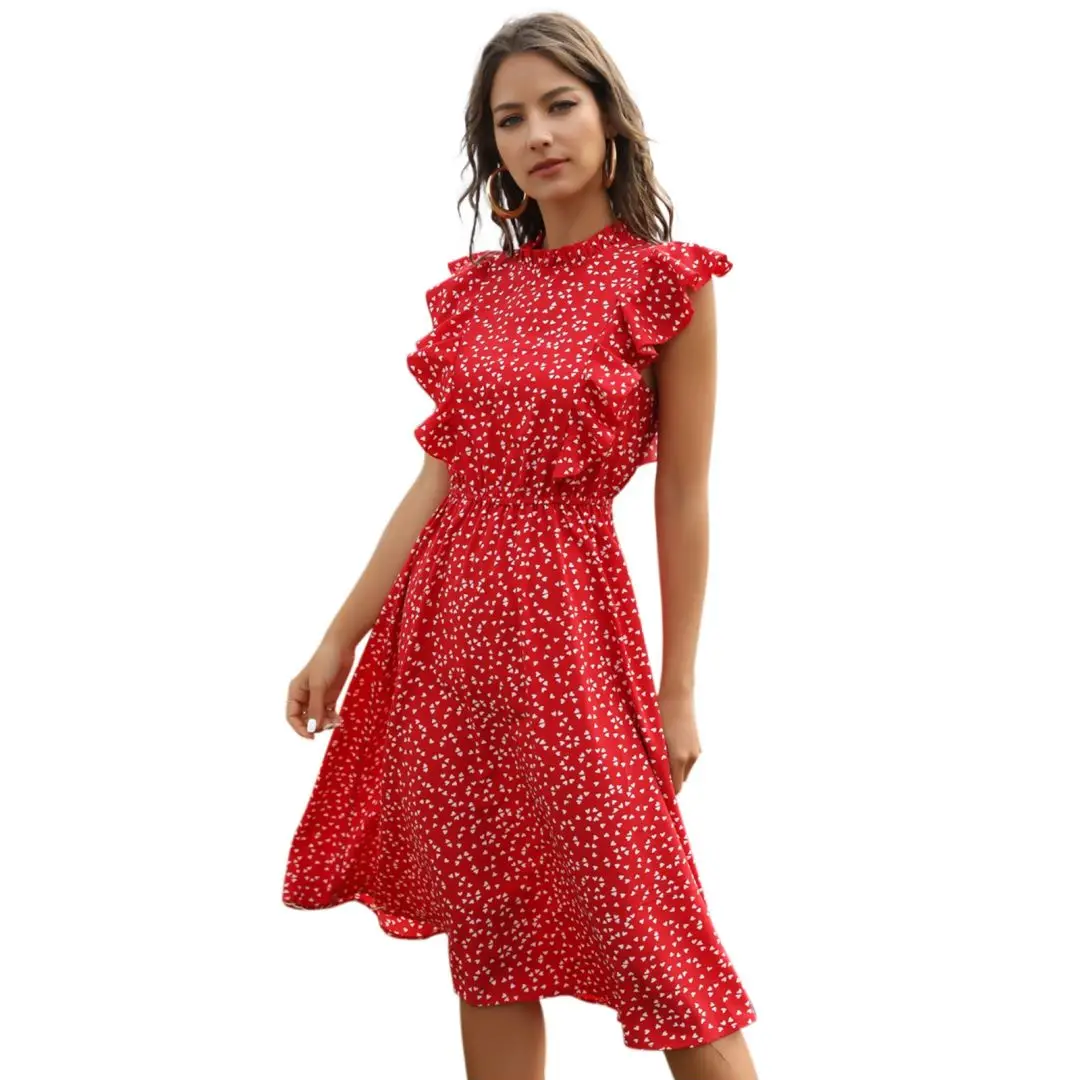 2021 New Summer Dot Print Dress Women Casual Butterfly Sleeve Ruffles Medium Long Chiffon Dress
2021 New Summer Dot Print Dress Women Casual Butterfly Sleeve Ruffles Medium Long Chiffon Dress