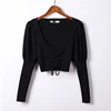spring long sleeved sweater tight V-neck head female sexy top knitwear