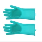 Silicone Dishwashing Scrubber Gloves- BPA Free Household Latex Rubber Cleaning Gloves Set