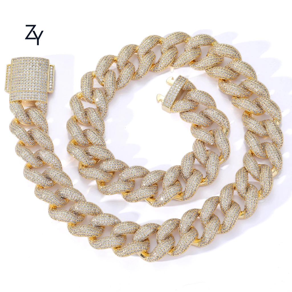 Wholesale Luxury Iced out CZ Cuban link chain 18 mm 18K Gold plated Brass Necklace for men Hip hop gift
Wholesale Luxury Iced out CZ Cuban link chain 18 mm 18K Gold plated Brass Necklace for men Hip hop gift