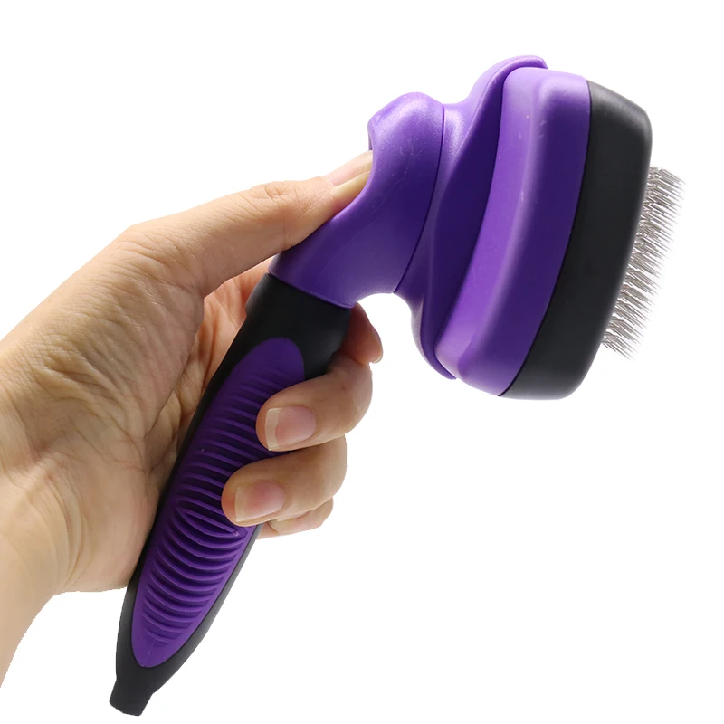 

dog deshedding tool cleaning slicker grooming brush mini pet removes hair bath detailer cat dog massage brush comb, Green,purple