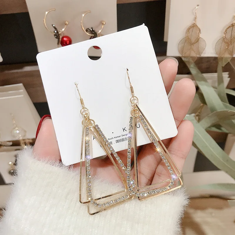High Quality Long Geometric Triangle Rhinestone Drop Earrings Shinny Crystal Dangle Earrings For Women Jewelry
High Quality Long Geometric Triangle Rhinestone Drop Earrings Shinny Crystal Dangle Earrings For Women Jewelry