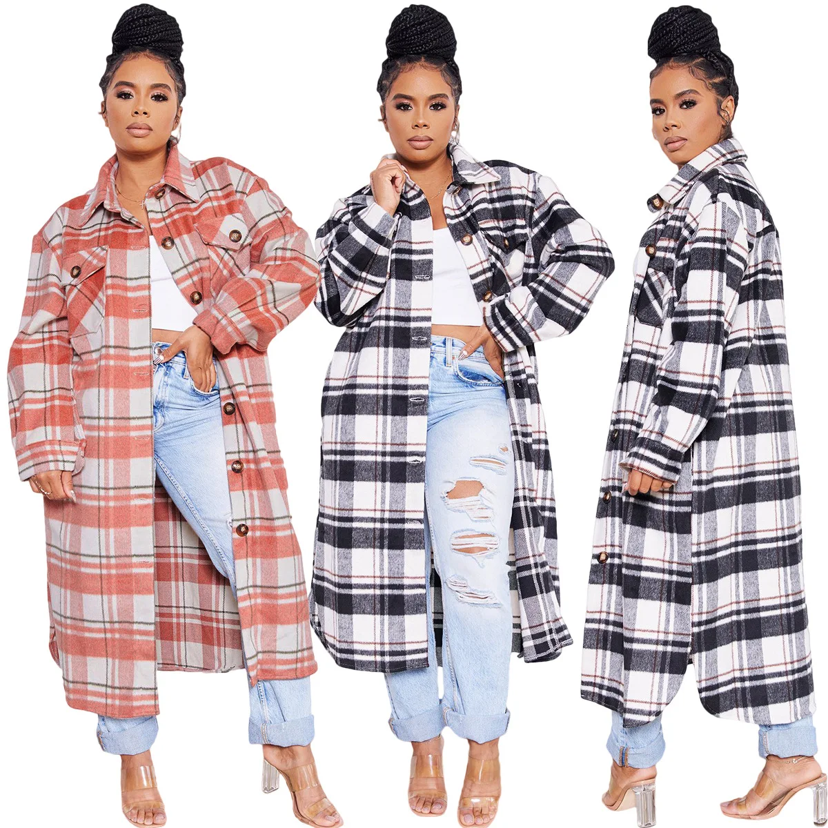 Women Long Jacket Female Clothing Fall Streetwear Jackets Wool Plaid Shirt Long Coat Woman Winter, Picture
Women Long Jacket Female Clothing Fall Streetwear Jackets Wool Plaid Shirt Long Coat Woman Winter, Picture