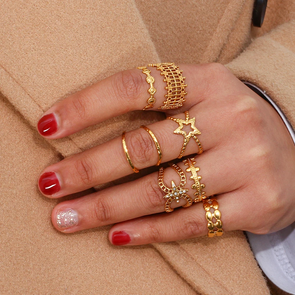 2022 Fashion Unique Stainless Steel Ring Geometric Hollow Opening 18K Gold Plated Adjustable Jewelry Ring Set 
2022 Fashion Unique Stainless Steel Ring Geometric Hollow Opening 18K Gold Plated Adjustable Jewelry Ring Set